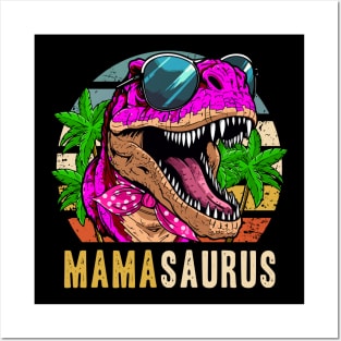 Mama Saurus Women Mother's Day T-Rex Dinosaur-Themed Party Posters and Art